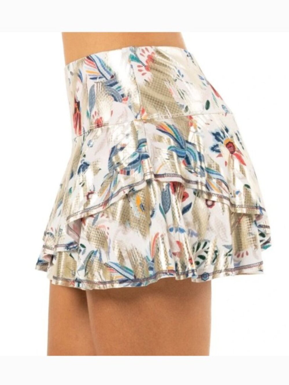 Lucky in Love A Stitch in Time Collection Gold Metallic Printed Tennis Skort